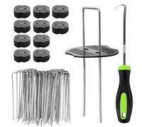 Velway 100 Picchetti Telo Pacciamatura e 100 Rondelle - Antiruggine Picchetti Giardino, Telo Pacciamatura, Erba Artificiale, Fissaggio per Campeggio -