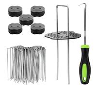 Velway 50 Picchetti Telo Pacciamatura e 50 Rondelle - Antiruggine Picchetti Giardino, Telo Pacciamatura, Erba Artificiale, Fissaggio per Campeggio - 150x36mm Ø 3 mm