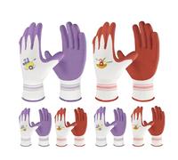 Velway 6 Paia di Guanti da Giardinaggio per Donne - Guanti da Lavoro in Giardino Rivestiti in Gomma Traspirante - Guanti da Esterno Protettivi con Presa Regali per Giardinaggio - Rosso e Viola Medio