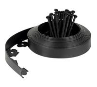 Velway Bordo Giardino Flessibile Lunghezza 10m, Altezza 5cm, con 40 Picchetti - Bordatura da Giardino in Plastica per Prato, Aiuole e Sentieri, Nero