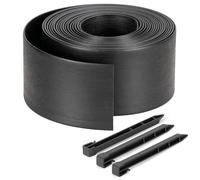 Velway Bordo Giardino Flessibile Lunghezza 10m, Altezza 13cm, con 20 Picchetti - Bordatura da Giardino in Plastica per Prato, Aiuole e Sentieri, Nero
