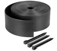 Velway Bordo Giardino Flessibile, Nero, Lunghezza 20m, Altezza 13cm | 40 Picchetti, Bordatura in Plastica per Prato, Aiuole e Sentieri