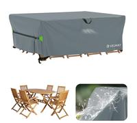 Velway Coperture per Mobili Impermeabile - 200x160x74cm Copertura Tavolo Giardino Esterno con sfiato d'Aria Antivento Telo Copri Tavolo Arredo Rettangolare - Grigio