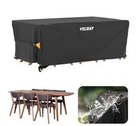 Velway Coperture per Mobili da Giardino Impermeabile: Copertura Tavolo Giardino Esterno con sfiato d'Aria Antivento Telo Copri Tavolo Arredo Rettangolare (Nero 180x120x74cm)