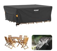 Velway Coperture per Mobili da Giardino Impermeabile: Copertura Tavolo Giardino Esterno con sfiato d'Aria Antivento Telo Copri Tavolo Arredo Rettangolare (Nero 200x160x74cm)