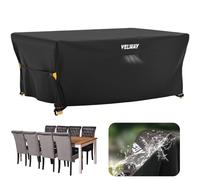 Velway Coperture per Mobili da Giardino Impermeabile: Copertura Tavolo Giardino Esterno con sfiato d'Aria Antivento Telo Copri Tavolo Arredo Rettangolare (Nero 242x162x71cm)