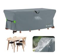 Velway Coperture per Mobili Impermeabile - 170x95x74cm Copertura Tavolo Giardino Esterno con sfiato d'Aria Antivento Telo Copri Tavolo Arredo Rettangolare - Grigio