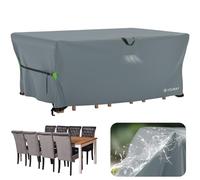 Velway Coperture per Mobili da Giardino Impermeabile: Copertura Tavolo Giardino Esterno con sfiato d'Aria Antivento Telo Copri Tavolo Arredo Rettangolare (Grigio 242x162x100cm)