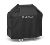 Velway Copertura Barbecue Telo Copri Barbecue Impermeabile 300D Oxford Tessuto con Prese d'Aria, Maniglie, Cinghie Adesive per BBQ Grill Anti Polvere Neve Pioggia (117x61x117cm, Nero)