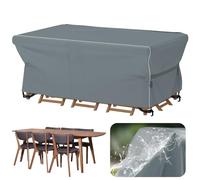 Velway Coperture per Mobili da Giardino Impermeabile: 180x120x74cm Copertura Tavolo Esterno Anti-UV Tessuto Oxford 600D con Strisce Riflettenti Antivento Telo Copri Divano Arredo Rettangolare - Grigio
