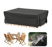 Velway Coperture per Mobili da Giardino Impermeabile: 200x160x74cm Copertura Tavolo Esterno Anti-UV Tessuto Oxford 600D con Strisce Riflettenti Antivento Telo Copri Divano Arredo Rettangolare - Nero