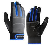 Velway Guanti da lavoro di sicurezza per uomini e donne, guanti da lavoro meccanici, touch screen, guanti da lavoro per giardinaggio, costruzioni antiscivolo, blu, M