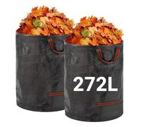 Velway Sacchi per Rifiuti da Giardino Resistenti - 272L x 2Pacchi Sacchi da Giardino Riutilizzabili con Maniglie - Tessuto Industriale per Foglie Rifiuti Detriti Nero