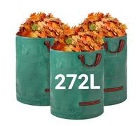Velway Sacchi per Rifiuti da Giardino Resistenti - 272L x 3Pacchi Sacchi da Giardino Riutilizzabili con Maniglie - Tessuto Industriale per Foglie Rifiuti Detriti
