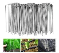 Velway Set di 100 Picchetti per Telo Pacciamatura - 150x36mm Ø 3 mm Antiruggine Picchetti da Giardino - Fissaggio per Tessuto, Erba Artificiale, Recinzione e Rete, Tenda da Campeggio