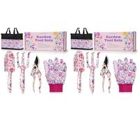 Velway Set di Attrezzi da Giardinaggio - 5 Pezzi Strumenti in Metallo con Motivo Floreale, Guanti e Scatola Regalo, Idea Regalo per Donne, Festa della Mamma, Natale, Compleanno (Confezione da 2)