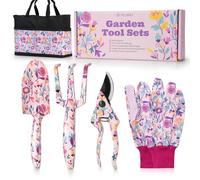 Velway Set di Attrezzi da Giardinaggio - 6 Pezzi Strumenti Floreali in Metallo con Guanti e Confezione Regalo, Regali per Donne, Festa della Mamma, Natale, Compleanno