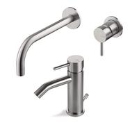 Vema Rubinetterie - TIBER Set miscelatore lavabo al muro+ bidet V17050AC005-V17070AC005
