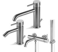 Vema Rubinetterie - TIBER Set miscelatore lavabo + bidet + gruppo vasca completo V17010AC005-V17070AC005
