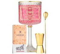 VEMACITY Bicchiere da Gin Personalizzato per il 40° Compleanno con Bordi Dorati e Scritta 1985" - Bicchiere da 700ml, Regalo per Donne con Cucchiaio