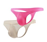 VemeFufu Perizoma G String Slip Tanga Uomo Sexy Seta di Ghiaccio Silky Intimo Uomini Hot Vita Bassa Elastici Thong Maschile Mutande Marrone + Rosa