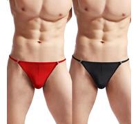 VemeFufu Perizoma Sexy Uomo Slip intimo Thong Confortevole mutandine Slip Tanga G-String Thong Halloween Regalo di Natale Taglia unica 2 Pack Nero+Rosso, 2 confezioni (D. Nero + D. Rosso)01, Taglia