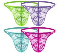 VemeFufu Sexy Pizzo Perizoma Uomo Intimo C String G Slip Tanga Uomini Hot Vita Bassa Elastici Thong Mankini Maschile Mutande 4 Pack Tagli Unica