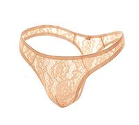 VemeFufu Slip G String Perizoma Tanga Uomo Sexy Pizzo Intimo Uomini Hot Vita Bassa Elastici Thong Maschile Mutande Marrone Chiaro