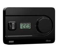 VEMER VE757800 OLYMPO LCD - Termostato Ambiente da Parete con Display LCD e Manopola di Regolazione, Alimentazione Batterie, Nero