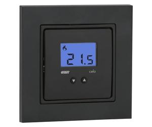Vemer VE780301 CELO LCD INT - Termostato Elettronico da Incasso (2 Moduli), Compatibile con Scatole da Incasso Rotonde, Alimentazione 230V, Grigio Antracite/Bianco