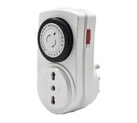VEMER VJ63050000 TWINPLUG-D - Timer Meccanico Giornaliero con Spina Italiana, Interruttore per controllo Luci, TV, Radio e Piccoli Elettrodomestici, Bianco