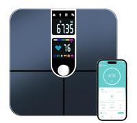 Vemfay -Bilancia Pesa Persona Bilancia Pesapersone Digitale in Vetro Temperato, Bilancia Smart mit App con 22 Indici di:Körperfett,BMI, Gewicht, Muskelmasse, Wasser, Protein,Skelettmuskel,BMR,180KG