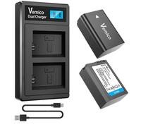 Vemico NP-FW50 Batteria Caricabatterie Kit 2 Pack 1200mAh Batterie di Ricambio Tipo-C LCD Doppio Caricatore per A7/A7 II/A7R II/A7S II/A6500/A6400/A6300/A6000/ZV-E10 (Compatibile L'originale)