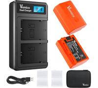 Vemico NP-FZ100 Batteria Caricabatterie Kit 2 X 2280mAh Batterie di Ricambio con Doppio LCD Tipo-C Caricatore per Alpha A7III/A7 IV /A7R III/A9/A9r/A9s/A7R3/A6600 Fotocamere Digitale