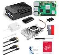 Vemico Raspberry Pi 5 16GB Kit Starter Pi 5 16GB con Scheda 64GB Raspberry Pi 5 Custodia con Raffreddatore Attivo di Tipo C 5.1V 5A GaN 2 Cavi HD Out Lettore di Schede Adattatore Cacciavite