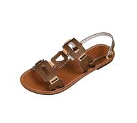 VEMOW Ciabatte da donna alla moda con accenti dorati, sandali estivi ariosi con tacco a blocco, eleganti scarpe casual per tutti i giorni e zoccoli alla moda in una bella calda vacanza estiva, Caffè A