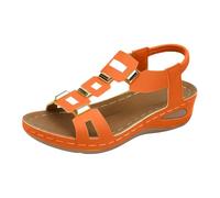 VEMOW Ciabatte da donna alla moda con accenti dorati, sandali estivi ariosi con tacco a blocco, eleganti scarpe casual per tutti i giorni e zoccoli alla moda in una bella calda vacanza estiva