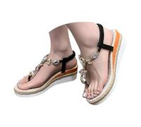 VEMOW Novità 2026 Sandali con strass e plateau Espadrle da donna, separatore con cinghie a T, eleganti scarpe estive per il tempo libero e occasioni speciali nella calda estate, C nero., 36 EU
