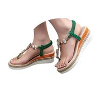 VEMOW Novità 2026 Sandali con strass e plateau Espadrle da donna, separatore con cinghie a T, eleganti scarpe estive per il tempo libero e occasioni speciali nella calda estate, A verde., 39 EU