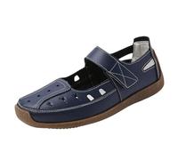 VEMOW Sandali estivi chiusi da donna, comodi sandali casual con pavimento morbido e supporto per l'arco del piede, scarpe ariose scavate per la città, passeggiate, Blu E., 42 EU