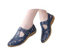VEMOW Sandali estivi chiusi da donna, comodi sandali casual con pavimento morbido e supporto per l'arco del piede, scarpe ariose scavate per la città, passeggiate, Blu F, 44 EU