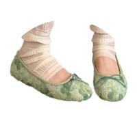 VEMOW Scarpe basse da donna con tomaia strutturata e dettaglio con fiocco, scarpe basse traspiranti con elevato comfort per tutti i giorni, tempo libero e piacevoli giornate estive, verde, 36 EU