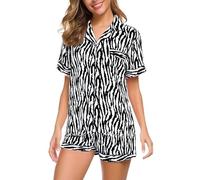 VEMOW Set pigiama da 2 pezzi, camicia a maniche corte con motivo ciliegia e orso, morbida e traspirante, biancheria da notte estiva dolce e rilassante, tuta kawaii per la casa da donna, comoda, H-a