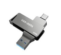 VEN-DENS Chiavetta USB 3.2 2 in 1, doppia interfaccia di tipo C e USB-A, memoria esterna USB, memory stick OTG in lega di zinco ad alta velocità per Android, laptop, MacBook, Windows, smartphone e PC