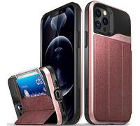 VENA vCommute Cover Custodia a Portafoglio Compatible Con Apple iPhone 12 / iPhone 12 Pro (6.1"-inch), (Military Grade, Card Slot) Flip Custodia Case Cover Protettiva Pelle con Kickstand - Oro Rosa
