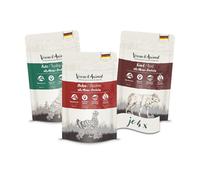 Venandi Animal, Alimento umido di qualità superiore per gatti, confezione degustazione n.1 con pollo, tacchino e manzo, naturale e senza cereali, 12 confezioni da 125 g