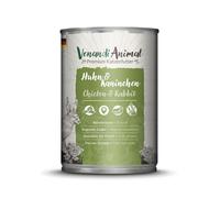 Venandi Cibo Umido Premium per Gatti Pollo & Coniglio 1 x 400G (Confezione da 1), Senza Cereali con Carne Extra