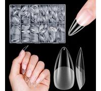 Venares 500 punte per unghie in gel, 12 misure, copertura completa, punte in gel morbide Almond, unghie artificiali, lunghezza media, mandle L con scatola