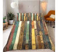 Venature Del Legno Parure Copripiumino Matrimoniale 155x220cm Tavole Di Legno Vintage Colorate Copripiumino Ragazza Set di Biancheria da Letto Microfibra Cerniera Nascosta 3 Pezzi e 2 x Federe 50x75cm