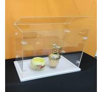 VenCen Top Openable, Clear Acrilic Display Cabinet Assembly, Base ispessita, Robusta Fibbia a forma di L, Armadio di Protezione Antipolvere (bianco, 55x45x40cm/22x18x16in)